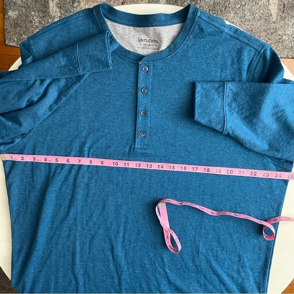 UNTUCKit Grassi Long Sleeve Henley Shirt Blue XXL Soft Cotton Blend Stretch - Picture 3 of 8